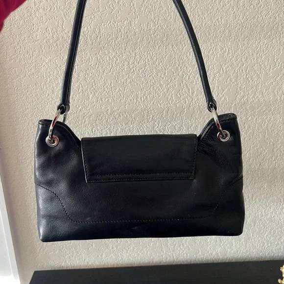 Vintage Genuine Black Leather Handbag - Picture 2 of 6